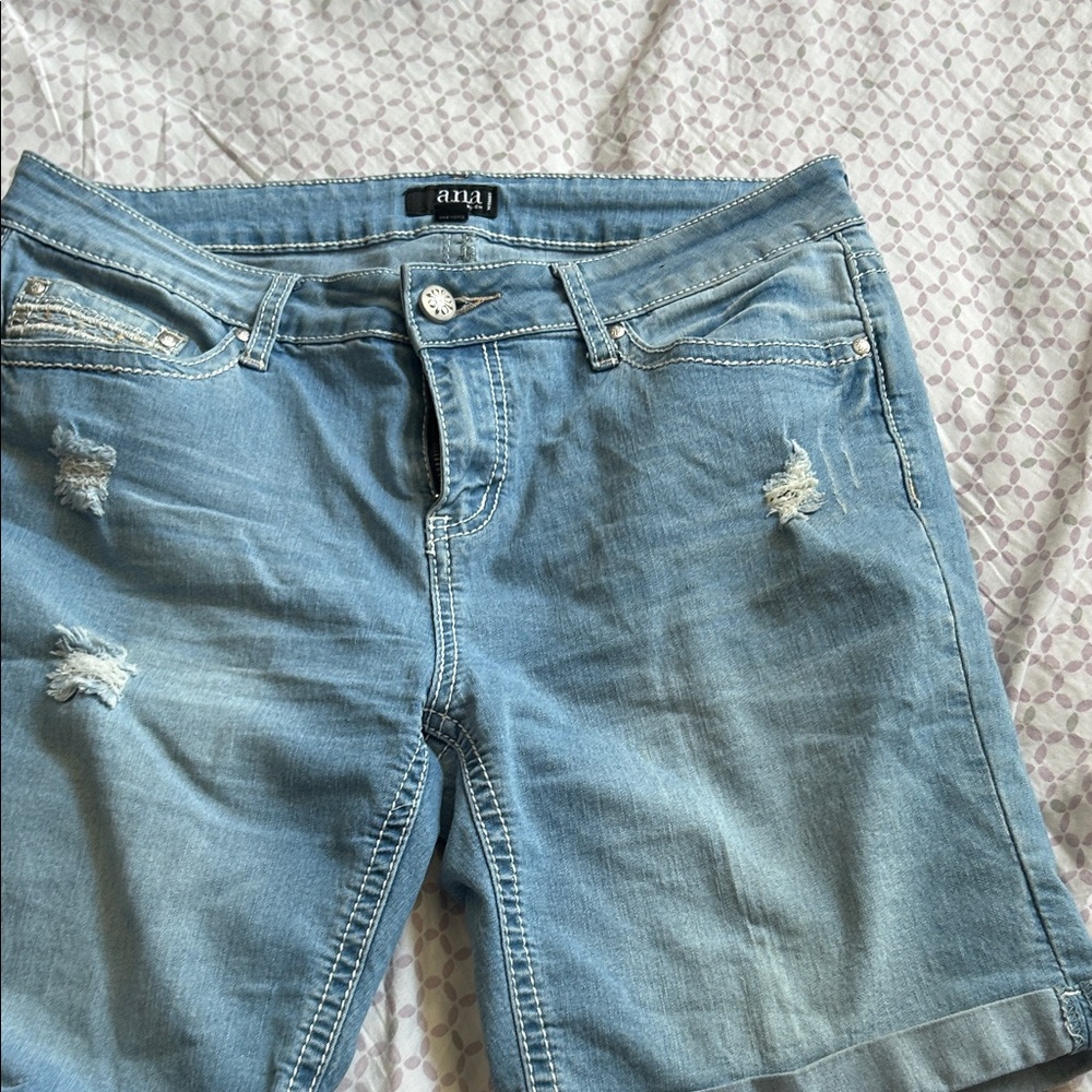 Anna Light Blue Distressed Jean Shorts